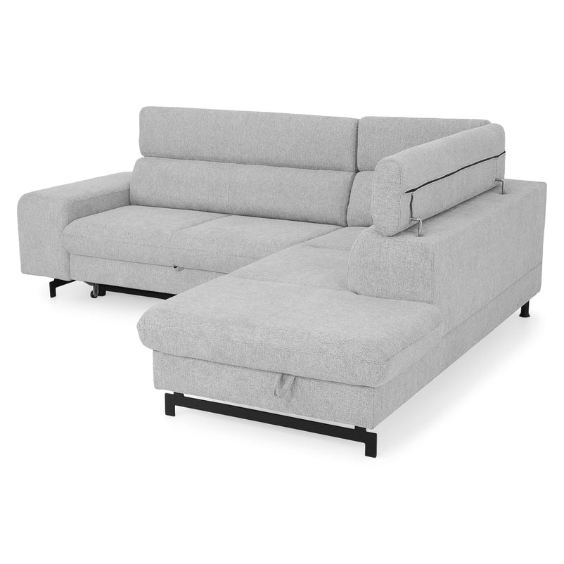 BIRKLEY Colțar extensibil, șezlong stânga/dreapta, spațiu depozitare și mecanism tetiere, stofă