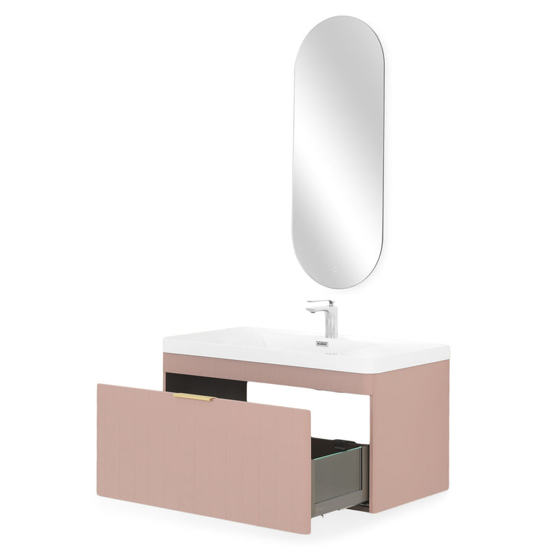 BLOOM/GALA Set mobilier baie, mască lavoar, lavoar și oglindă