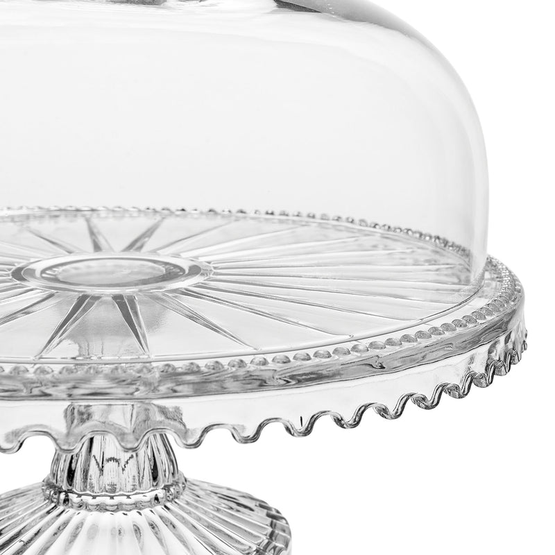 DOME Platou cu picior și capac, sticlă, D.28cm