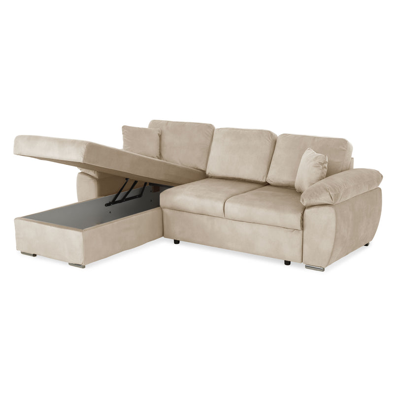 DRAGO Colțar extensibil, șezlong interschimbabil cu ladă depozitare, stofă