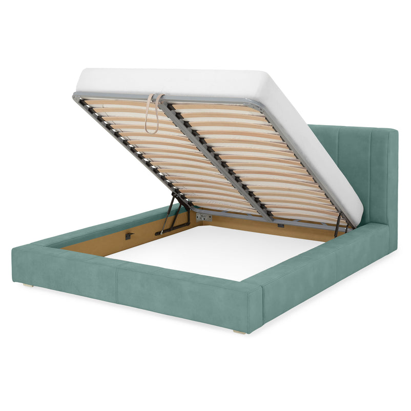 NORDEND Pat tapițat, 160x200cm, somieră rabatabilă și ladă incluse