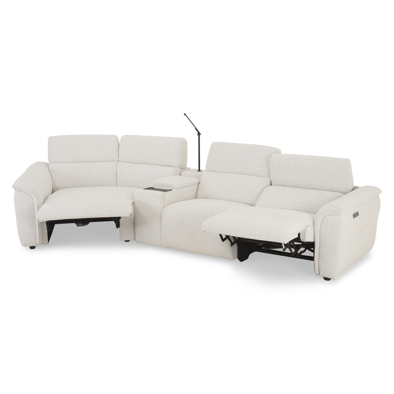 ADDISON Colțar, 2 reclinerele electrice, lampă, încărcare WIRELES și USB, stofă