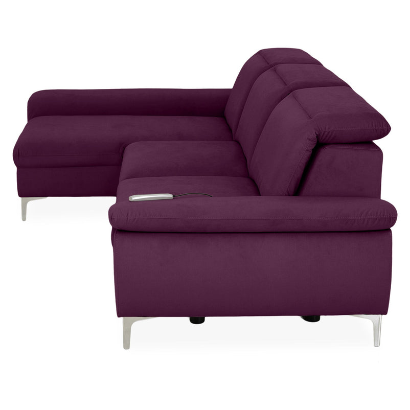 SOUND Colțar șezlong stânga/dreapta, 1 recliner electric și mecanism tetiere, stofă