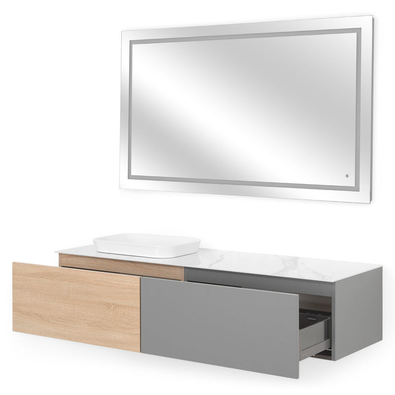FONTANA/RADIANCE Set mobilier baie, mască lavoar, lavoar, top, oglindă LED