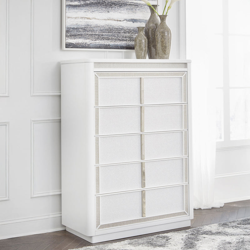 HOLLYWOOD Comodă 5 sertare, LED inclus