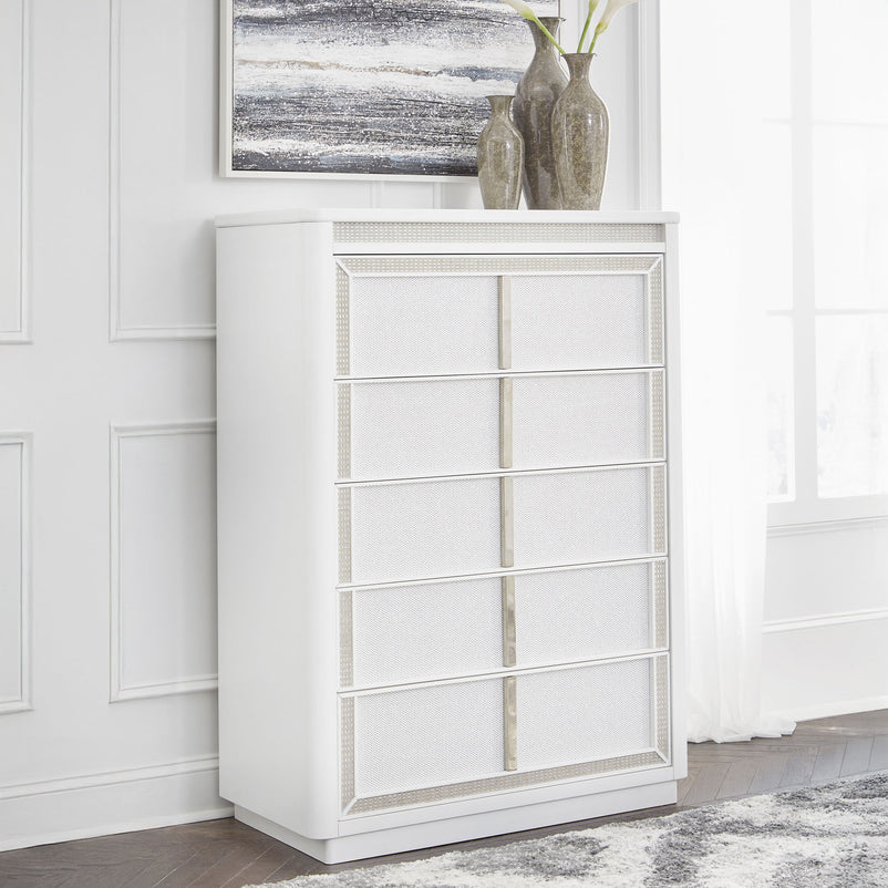 HOLLYWOOD Comodă 5 sertare, LED inclus