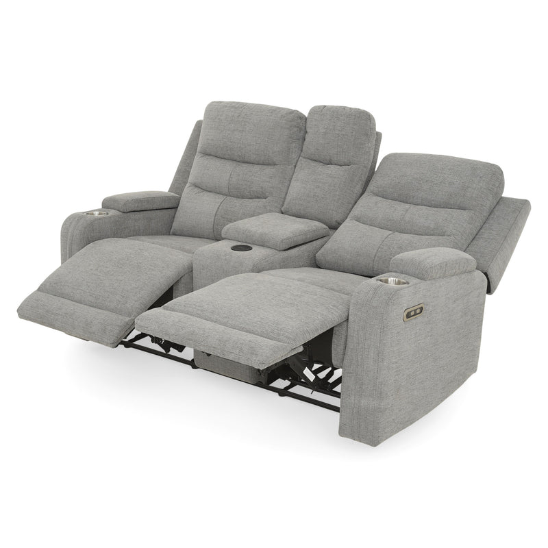 PARKER Canapea 2 locuri cu 2 reclinere electrice, încarcare wireless, consolă depozitare, stofă