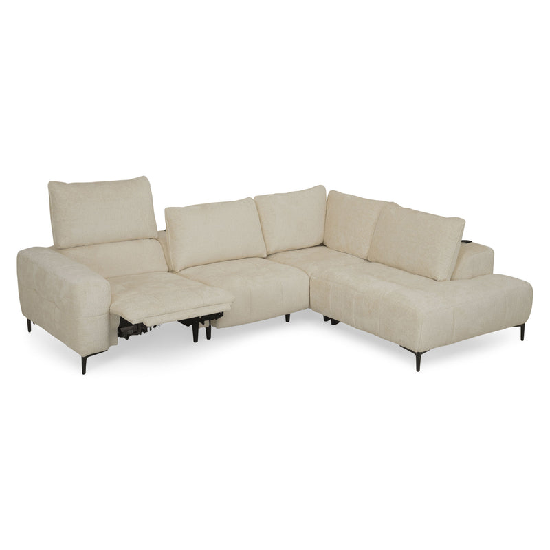 KARSTON Colțar cu șezlong stânga/dreapta, recliner electric, stofă