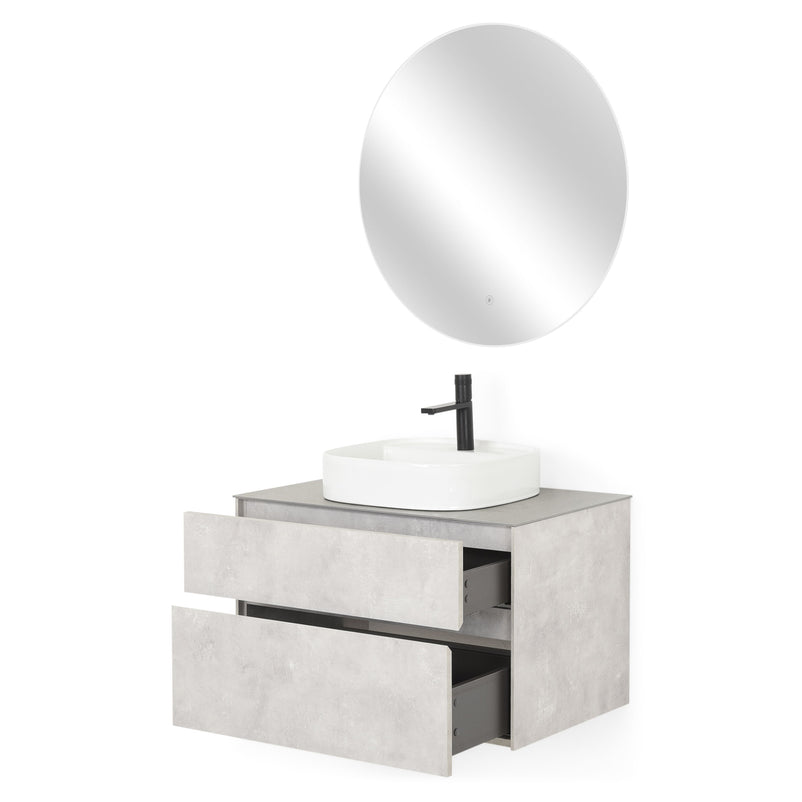 LAMINA Set mobilier baie, mască lavoar, top, oglindă LED și lavoar