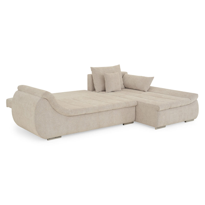 DIAZ Colțar extensibil, șezlong stânga/dreapta, ladă depozitare inclusă, stofă