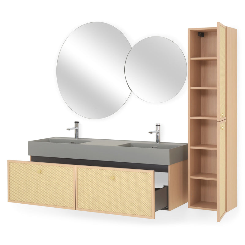 HEXIS Set mobilier baie, mască lavoar, lavoar, 2 oglinzi, dulap