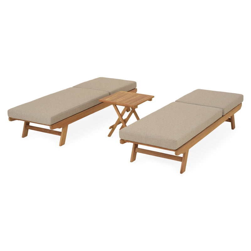 LUXOR Set mobilier terasă/grădină, 2 șezlonguri și măsuță