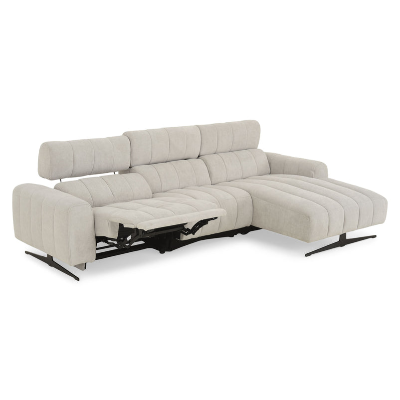 WELBY Colțar, recliner electric, șezlong stânga/dreapta, mecanism tetiere, stofă