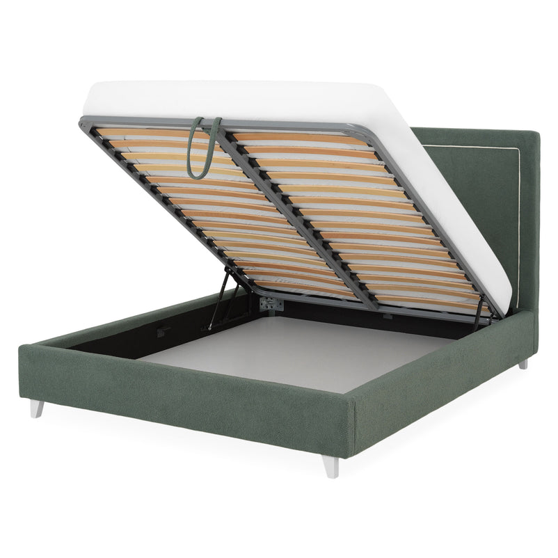 KOLLE Pat tapițat, 160x200cm, somieră și ladă depozitare incluse
