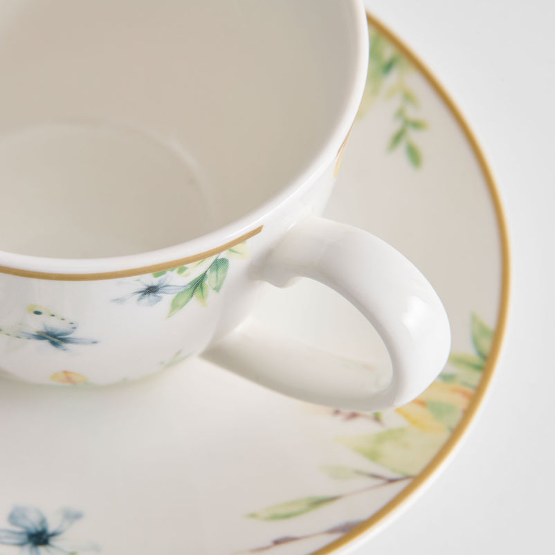 PRIMAVERA Set 4 cești cu farfurioare, porțelan, 220ml