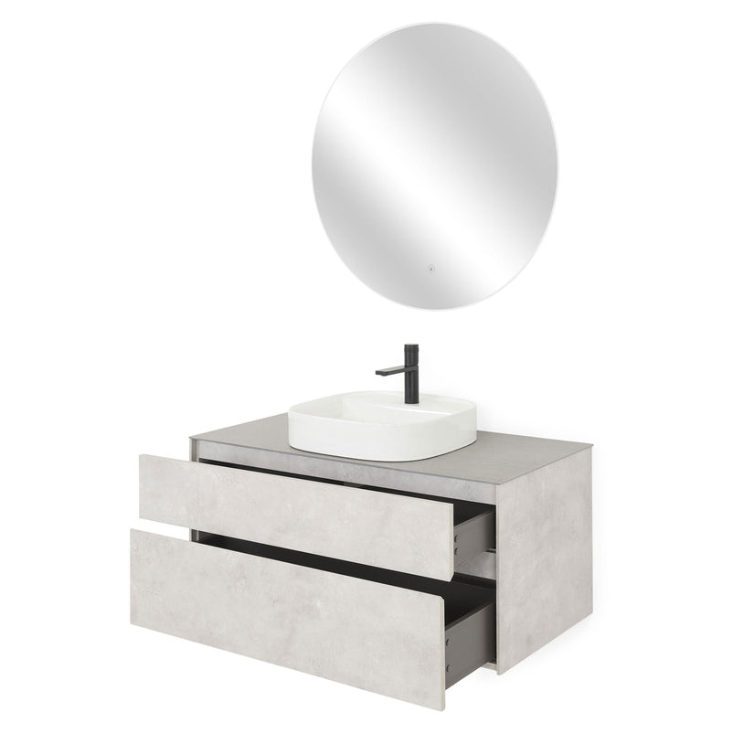 LAMINA Set mobilier baie, mască lavoar, top, oglindă LED, lavoar