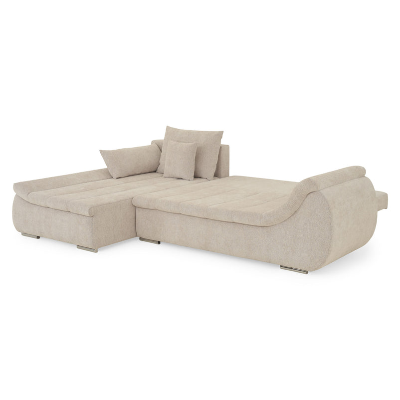 DIAZ Colțar extensibil, șezlong stânga/dreapta, ladă depozitare inclusă, stofă