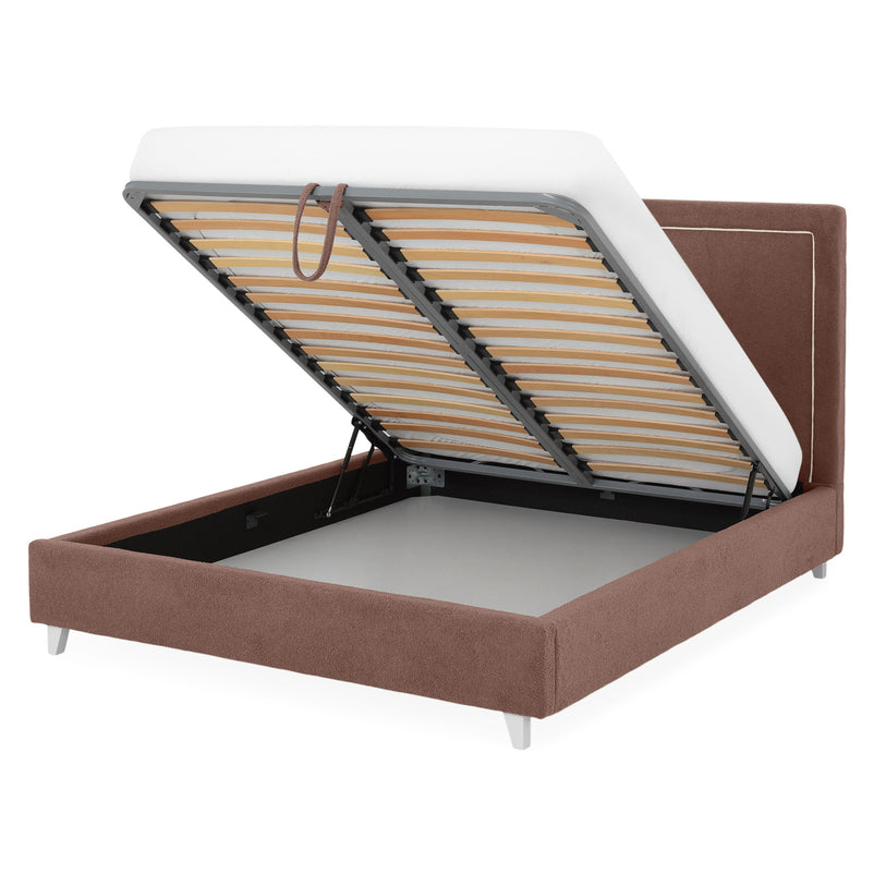 KOLLE Pat tapițat, 160x200cm, somieră și ladă depozitare incluse