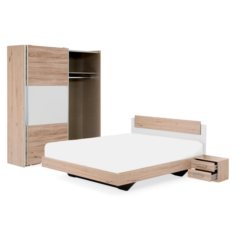 MIAMI Set mobilier dormitor, dulap, pat și 2 noptiere