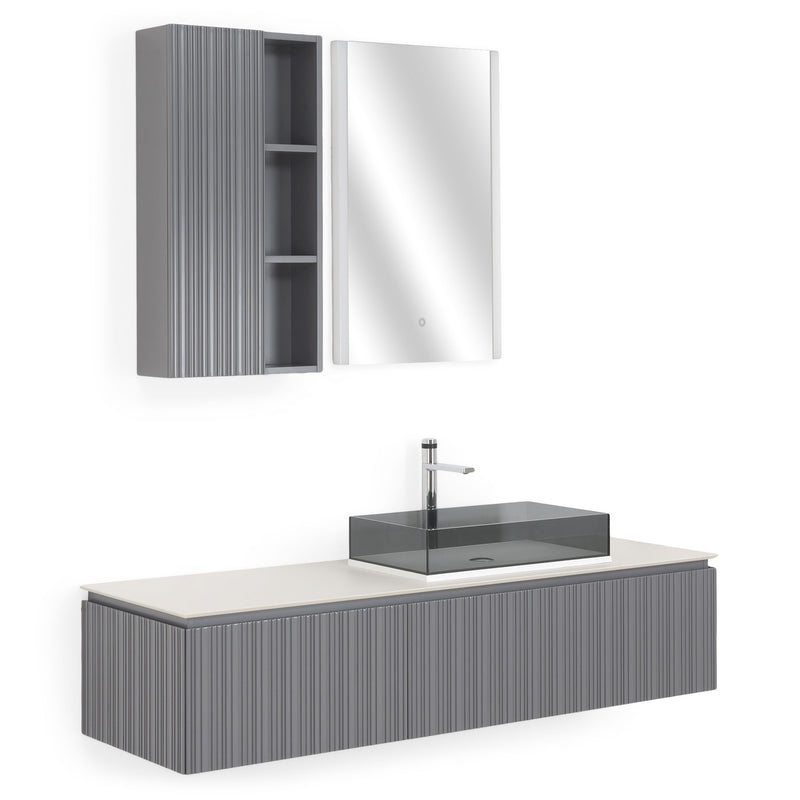 KARST Set mobilier baie, mască lavoar, lavoar, top, oglindă LED, dulap suspendat