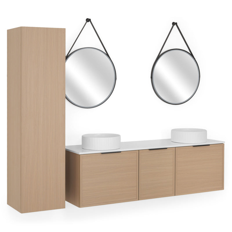 ARTEMIDE/HORIK/SANSA  Set mobilier baie, mască lavoar, lavoar, top, 2 oglinzi, dulap înalt