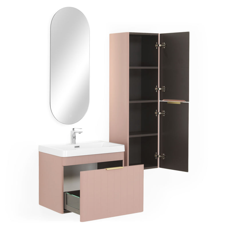 BLOOM/GALA Set mobilier baie, mască lavoar, lavoar, oglindă și dulap suspendat