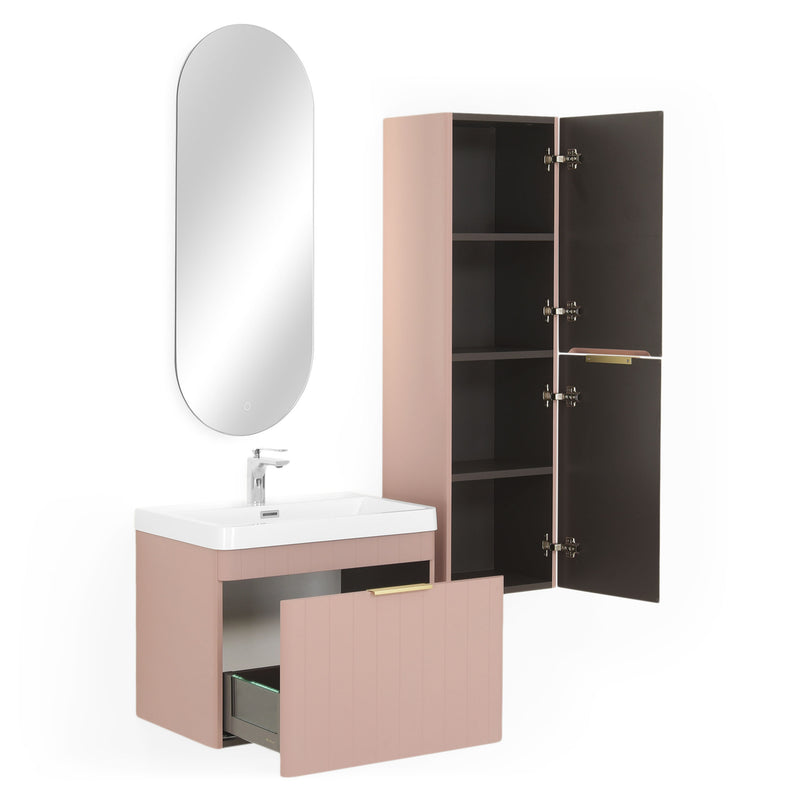 BLOOM/GALA Set mobilier baie, mască lavoar, lavoar, oglindă și dulap suspendat