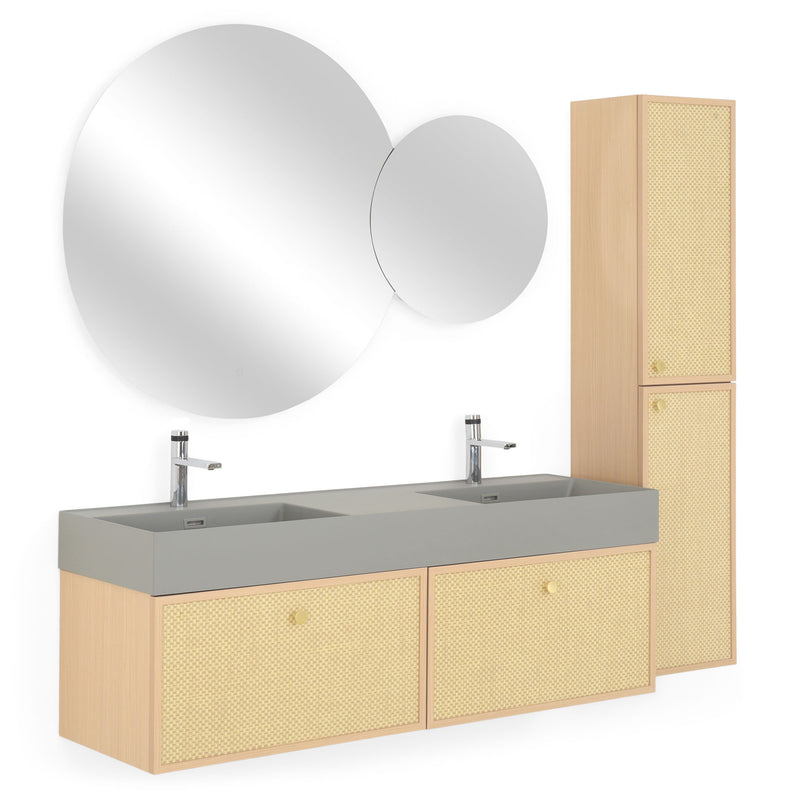 HEXIS Set mobilier baie, mască lavoar, lavoar, 2 oglinzi, dulap