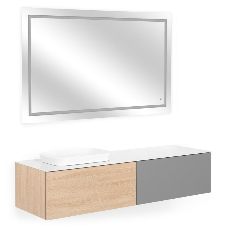 FONTANA/RADIANCE Set mobilier baie, mască lavoar, lavoar, top, oglindă LED