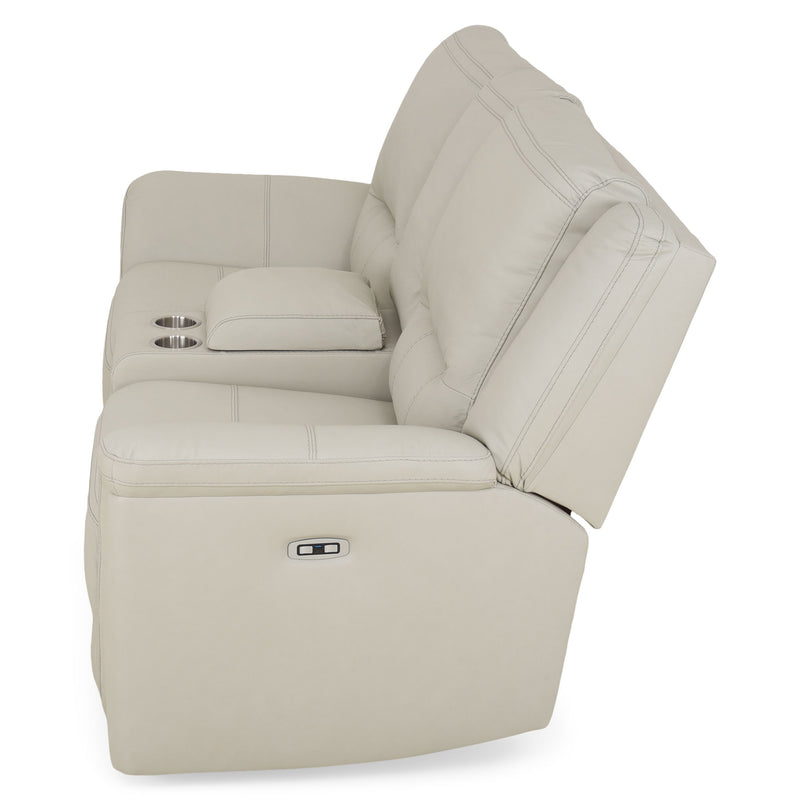 SUNNERST Canapea 2 locuri, 2 reclinere electrice, USB și consolă depozitare incluse, piele