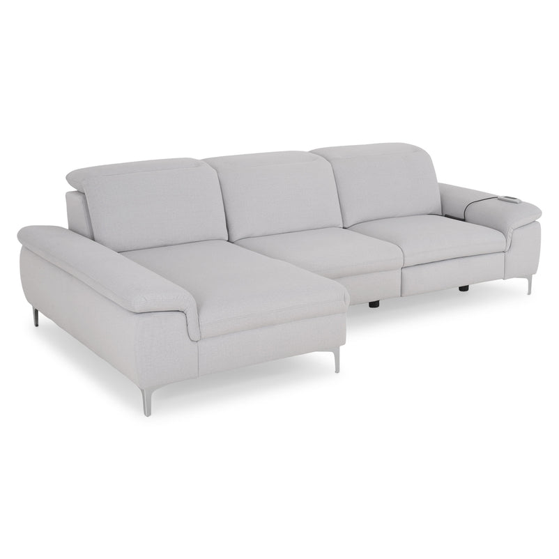 SOUND Colțar șezlong stânga/dreapta, 1 recliner electric și mecanism tetiere, stofă