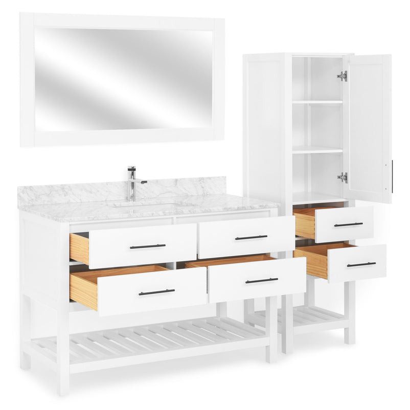 ALBYN Set mobilier baie, mască lavoar, lavoar, dulap, oglindă