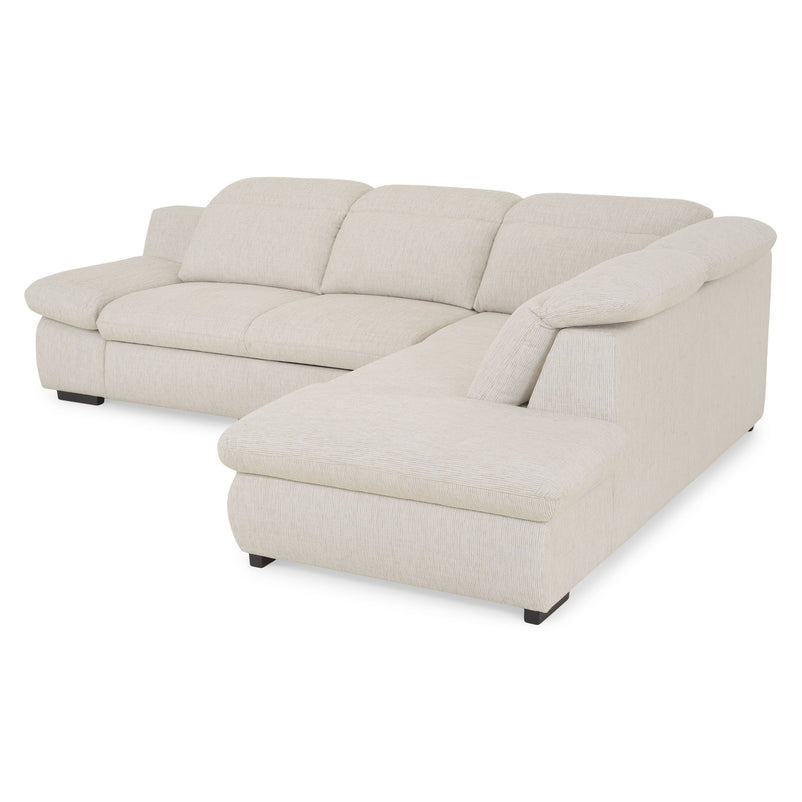 DAMIAN Colțar extensibil, șezlong stânga/dreapta, mecanism tetiere și braț, spațiu depozitare inclus, stofă