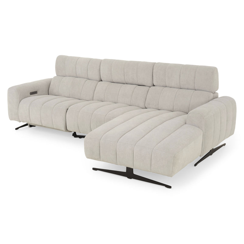 WELBY Colțar, recliner electric, șezlong stânga/dreapta, mecanism tetiere, stofă