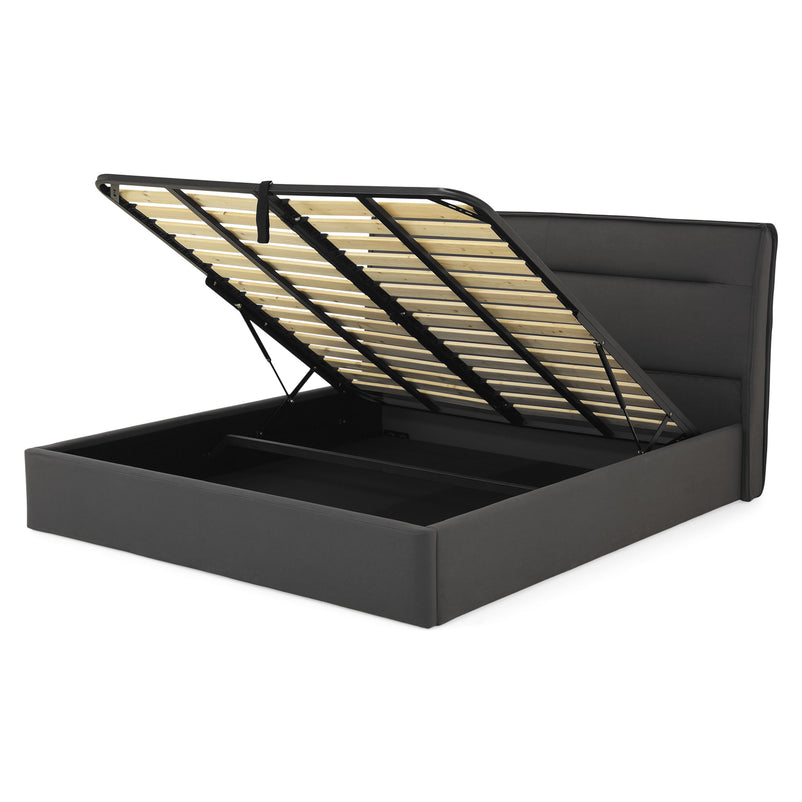 CORTLAND Pat tapițat, 180x200cm, somieră rabatabilă și ladă depozitare incluse