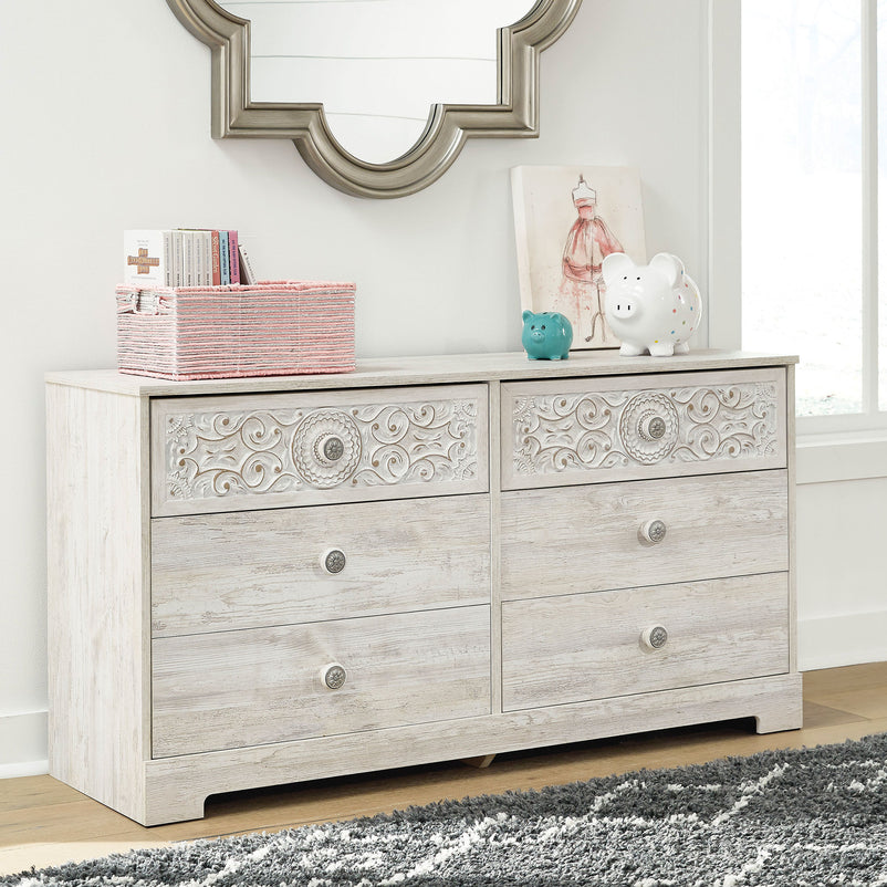 PAXBERRY Comodă lata, 6 sertare