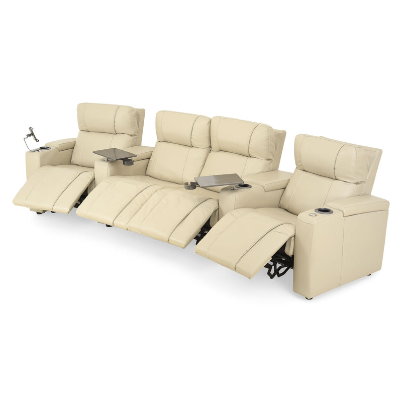 BOURKE Ansamblu home cinema, 4 reclinere electrice, piele