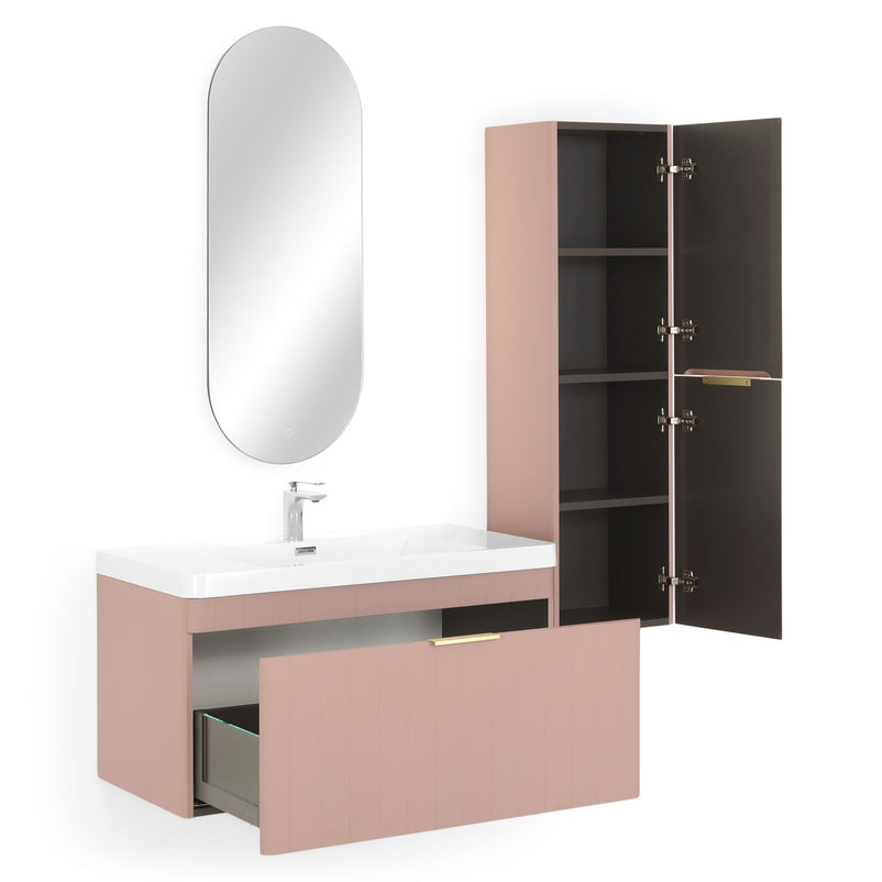 BLOOM/GALA Set mobilier baie, mască lavoar, lavoar, dulap baie și oglindă