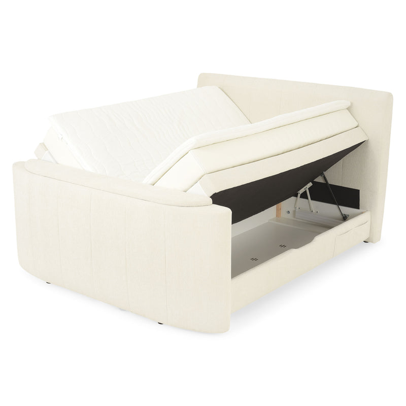 THANI Pat tapițat, 180x200cm, electric, boxspring, spațiu depozitare, saltea, spațiu TV incluse