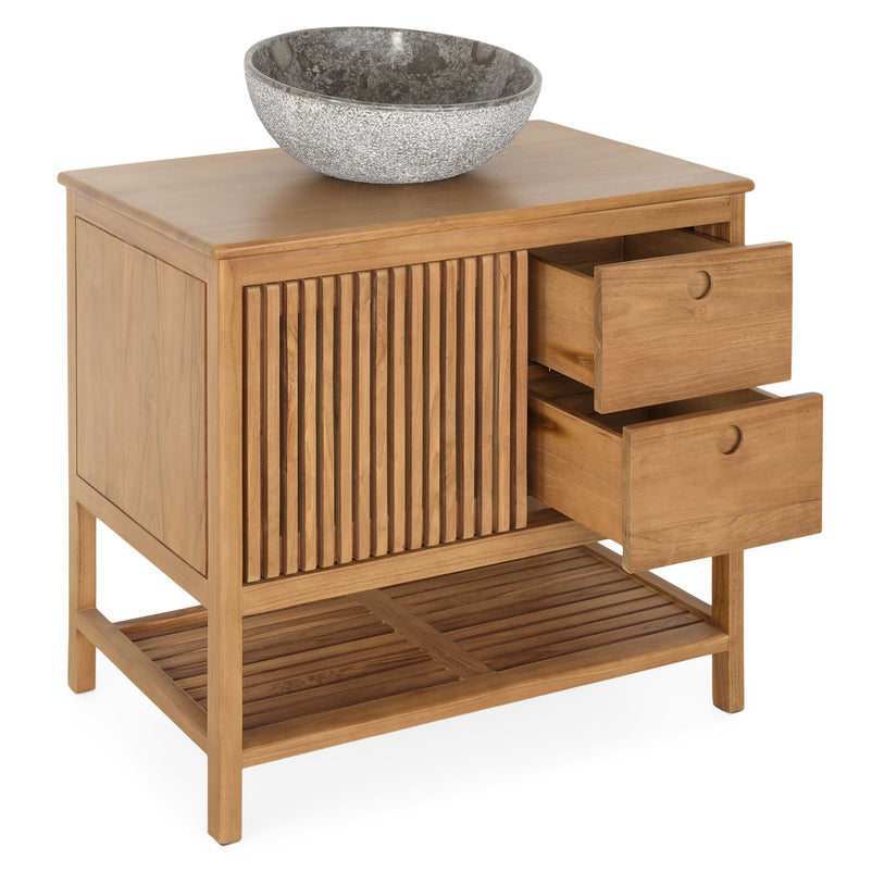 FUSION Set mobilier baie, mască lavoar și lavoar marmură