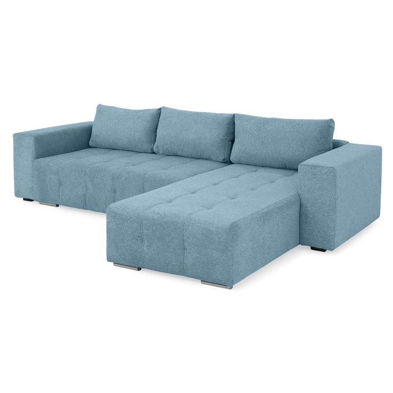 LUCY Colțar extensibil, șezlong interschimbabil, ladă depozitare,  stofă