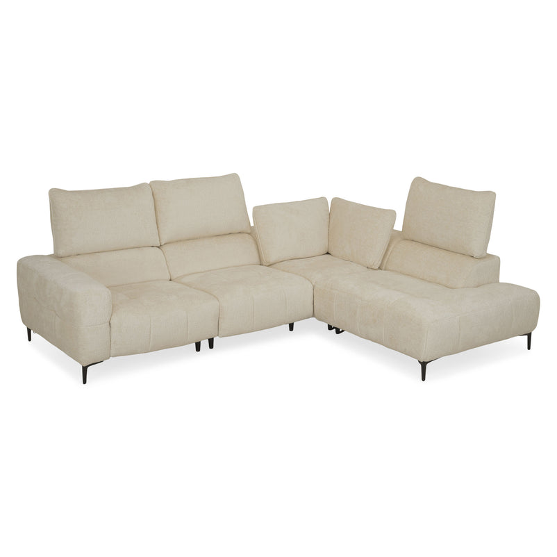KARSTON Colțar cu șezlong stânga/dreapta, recliner electric, stofă