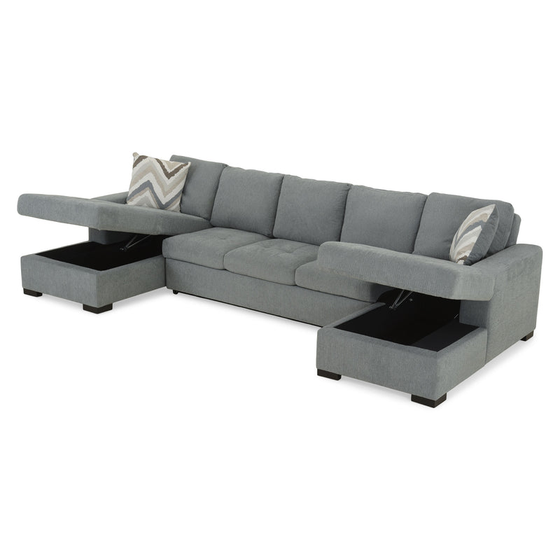 TARENT Ansamblu colțar, extensibil, ladă depozitare, perne decor incluse, stofă