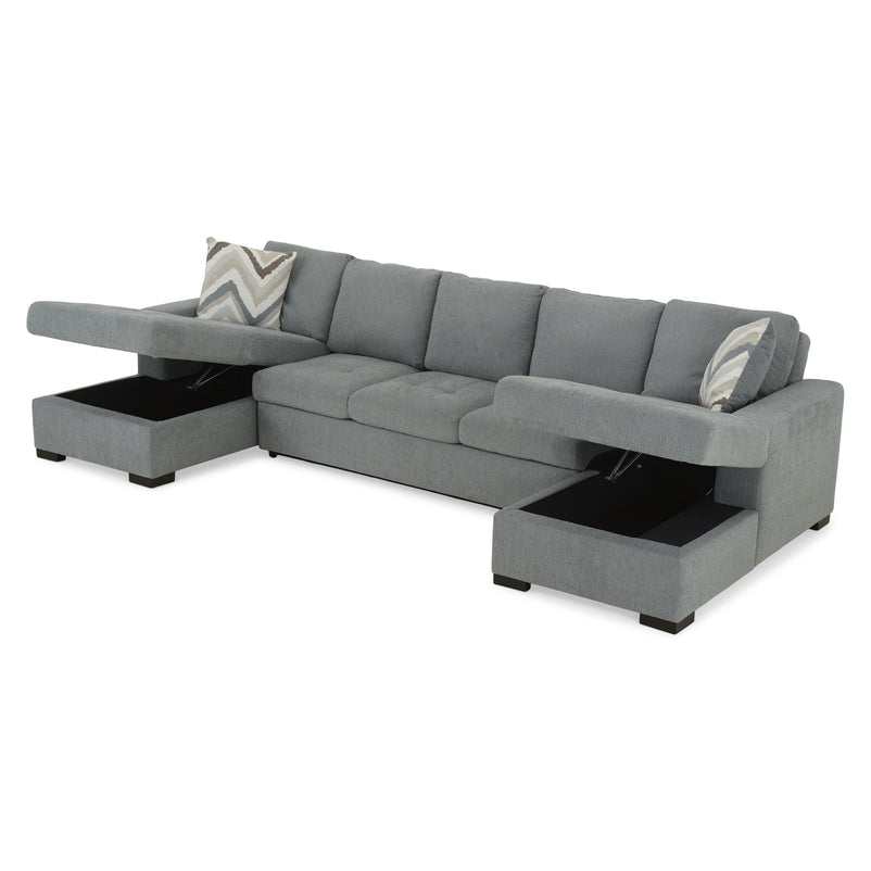 TARENT Ansamblu colțar, extensibil, ladă depozitare, perne decor incluse, stofă