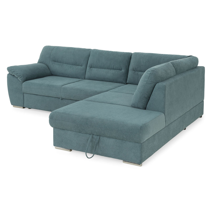 CELIA Canapea extensibilă, șezlong stânga/dreapta, spațiu depozitare, stofă