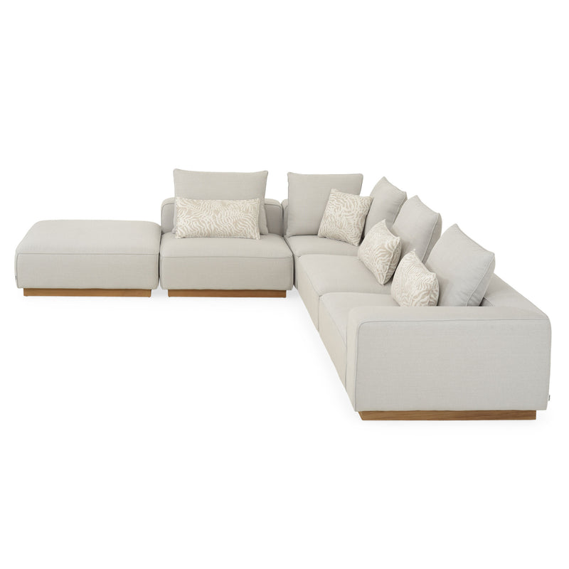 PEDRO Set mobilier terasă/grădină, fotoliu, 2 elemente centrale, element colț, tabuert și măsuță cafea