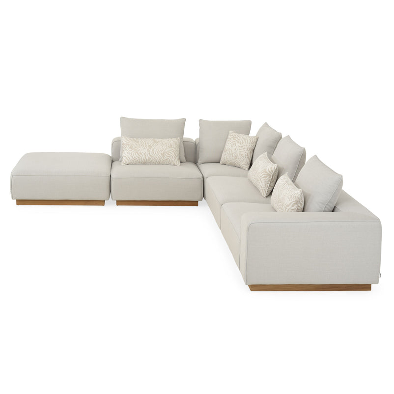 PEDRO Set mobilier terasă/grădină, fotoliu, 2 elemente centrale, element colț, tabuert și măsuță cafea