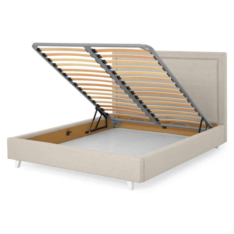 KOLLE Pat tapițat, 160x200cm, somieră și ladă depozitare incluse