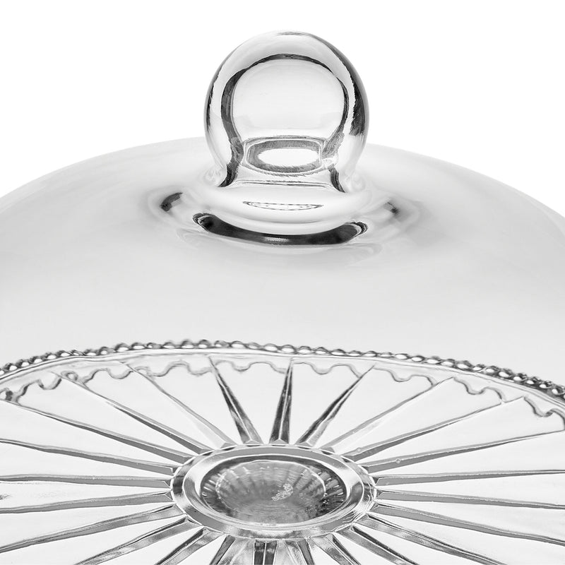 DOME Platou cu picior și capac, sticlă, D.28cm