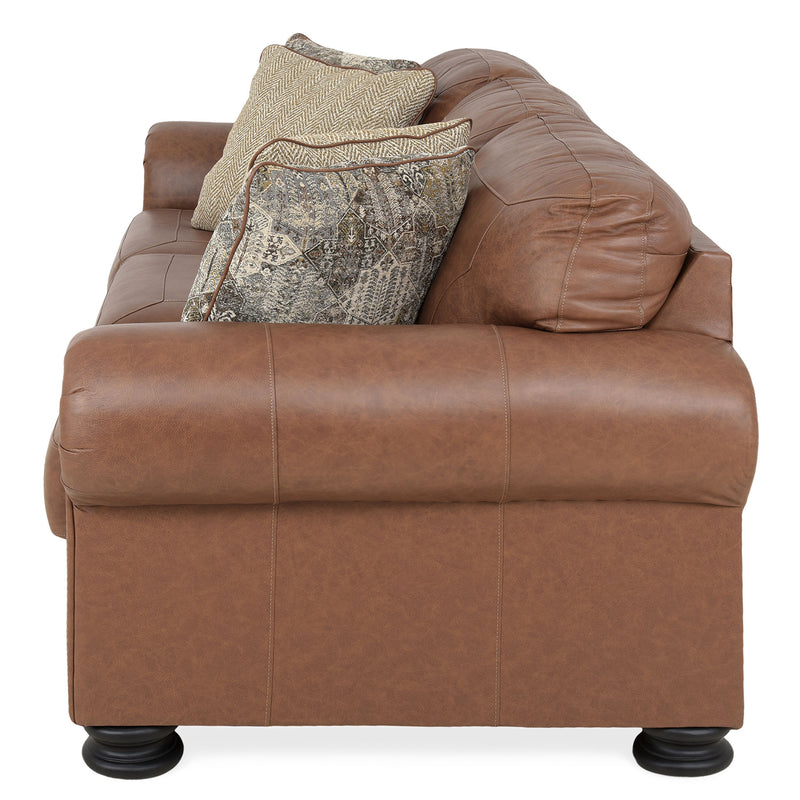 AGNESE Canapea extensibilă, 3 locuri, 4 perne decorative incluse, piele